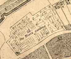 The 'Frier's Garding' (location of the Telfords' nursery) showing the layout of the planting on the 1697 Map by Horsley. Image courtesy of York City Library.