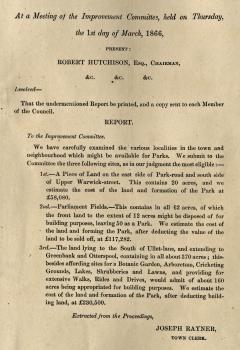 MINUTES OF REPORT ON SITES 1866: Liverpool Record Office