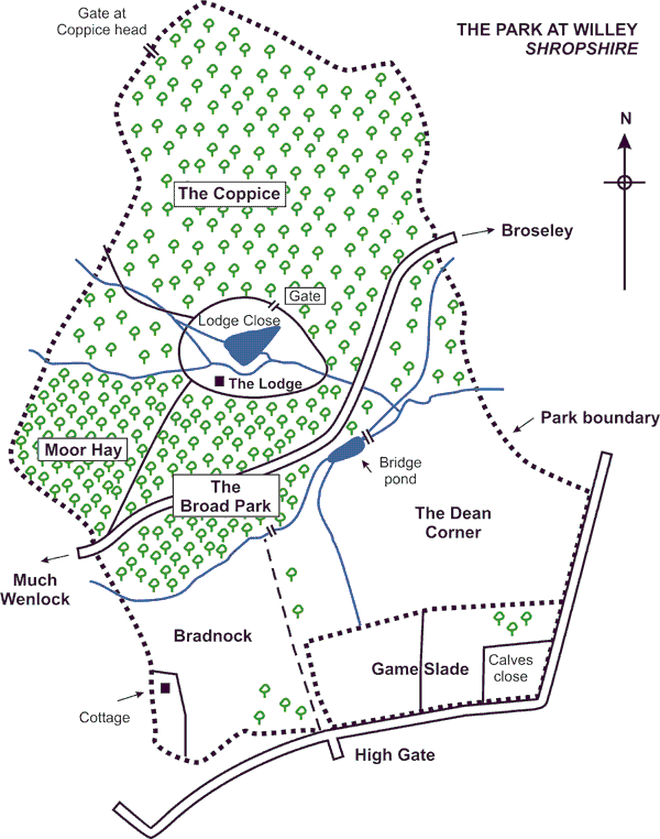 Plan of park at Willey, Shropshire.