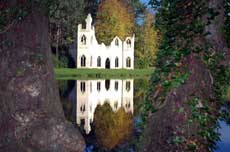 Photograph of the Ruined Abbey after restoration, Painshill Park, November 2005. Photograph copyright: Fred Holmes, 2005.