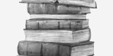 Watercolour pile of books blackandwhite