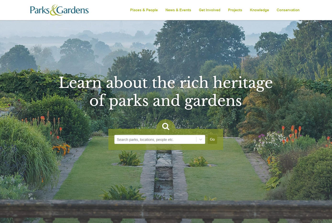 Parks & Gardens Website Homepage